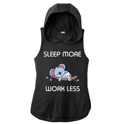 Sleep More Work Less Ladies PosiCharge Tri-Blend Wicking Draft Hoodie Tank