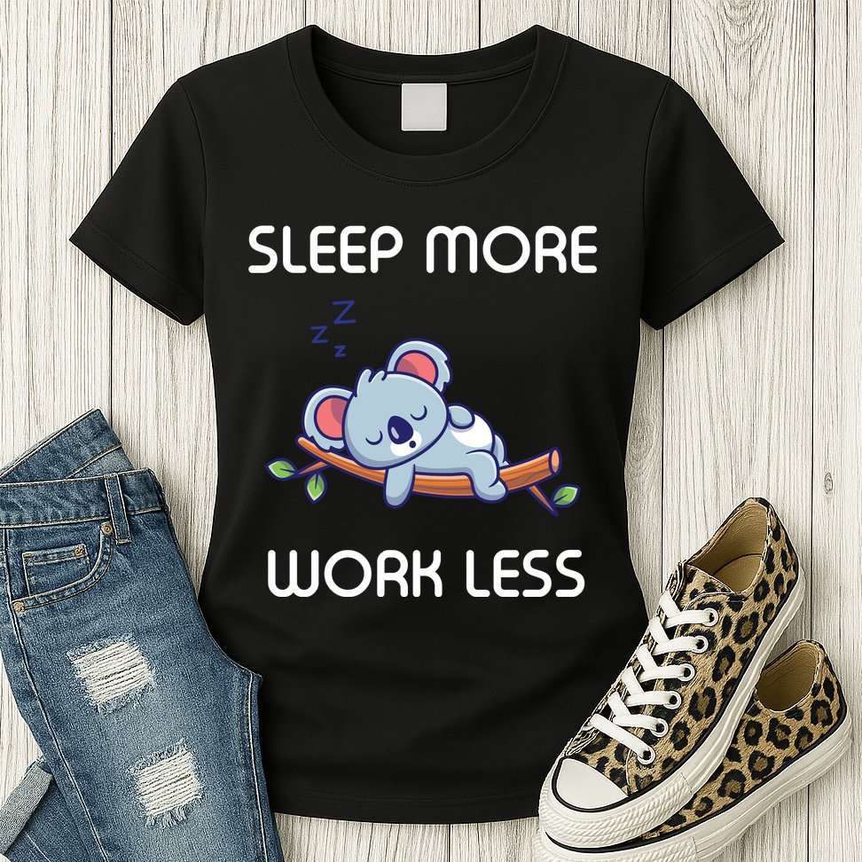 Sleep More Work Less Womens T-Shirt