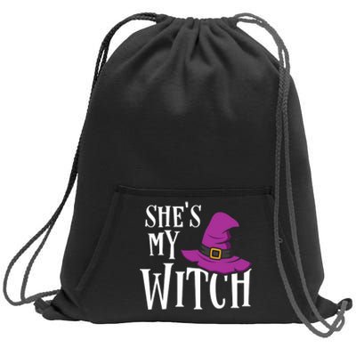 Shes My Witch Funny Matching Halloween Costume Couple Sweatshirt Cinch Pack Bag