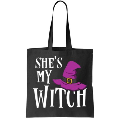 Shes My Witch Funny Matching Halloween Costume Couple Tote Bag