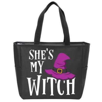 Shes My Witch Funny Matching Halloween Costume Couple Zip Tote Bag