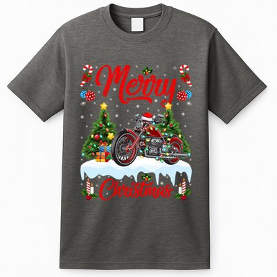 Santa Motorcycle Xmas Motorcycle Merry Christmas Tree Lights T-Shirt