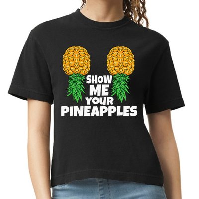Show Me Your Pineapples Swinger Upside Down Pineapple Men Comfort Colors Boxy T-Shirt