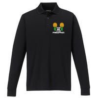 Show Me Your Pineapples Swinger Upside Down Pineapple Men Performance Long Sleeve Polo