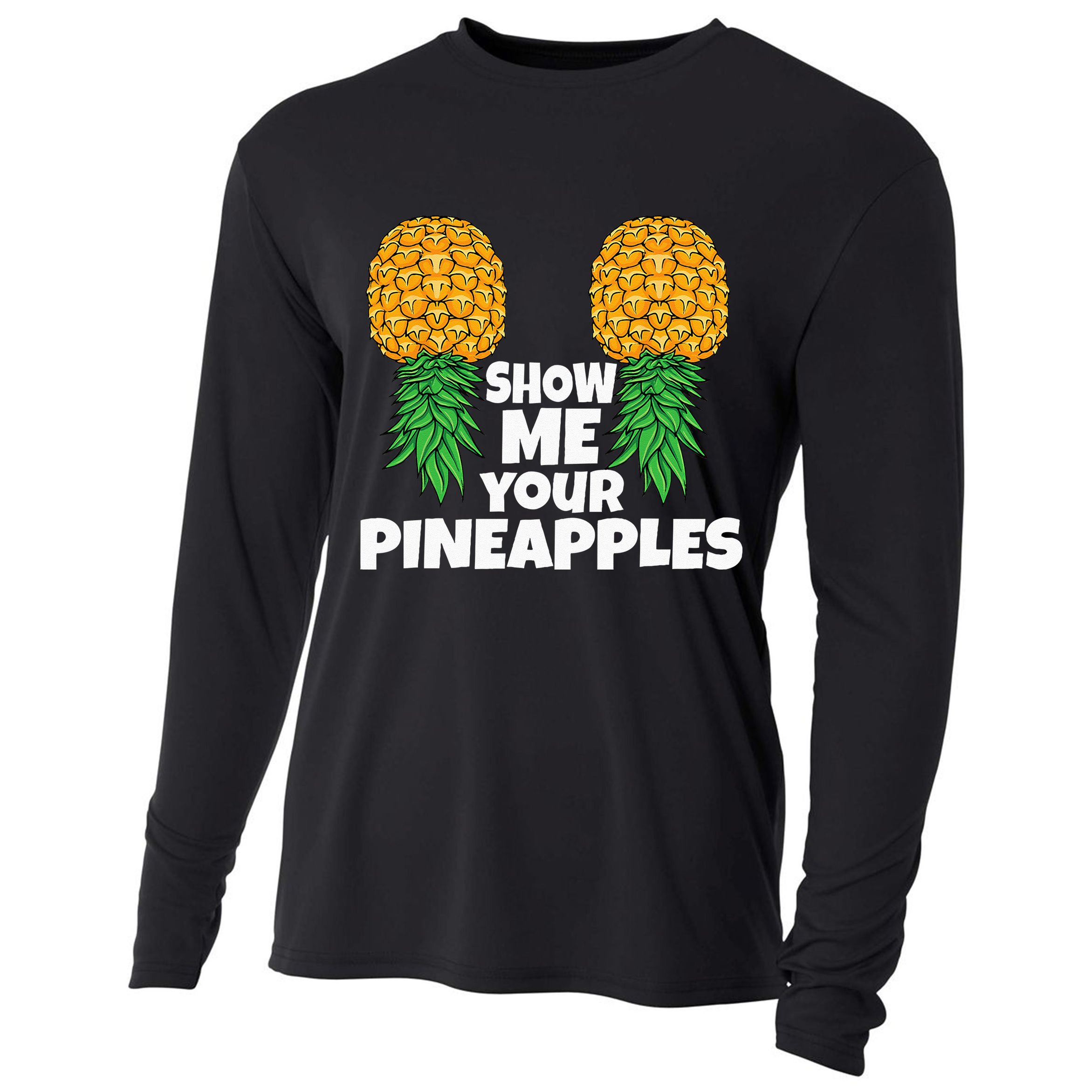 Show Me Your Pineapples Swinger Upside Down Pineapple Men Cooling Performance Long Sleeve Crew