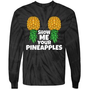 Show Me Your Pineapples Swinger Upside Down Pineapple Men Tie-Dye Long Sleeve Shirt