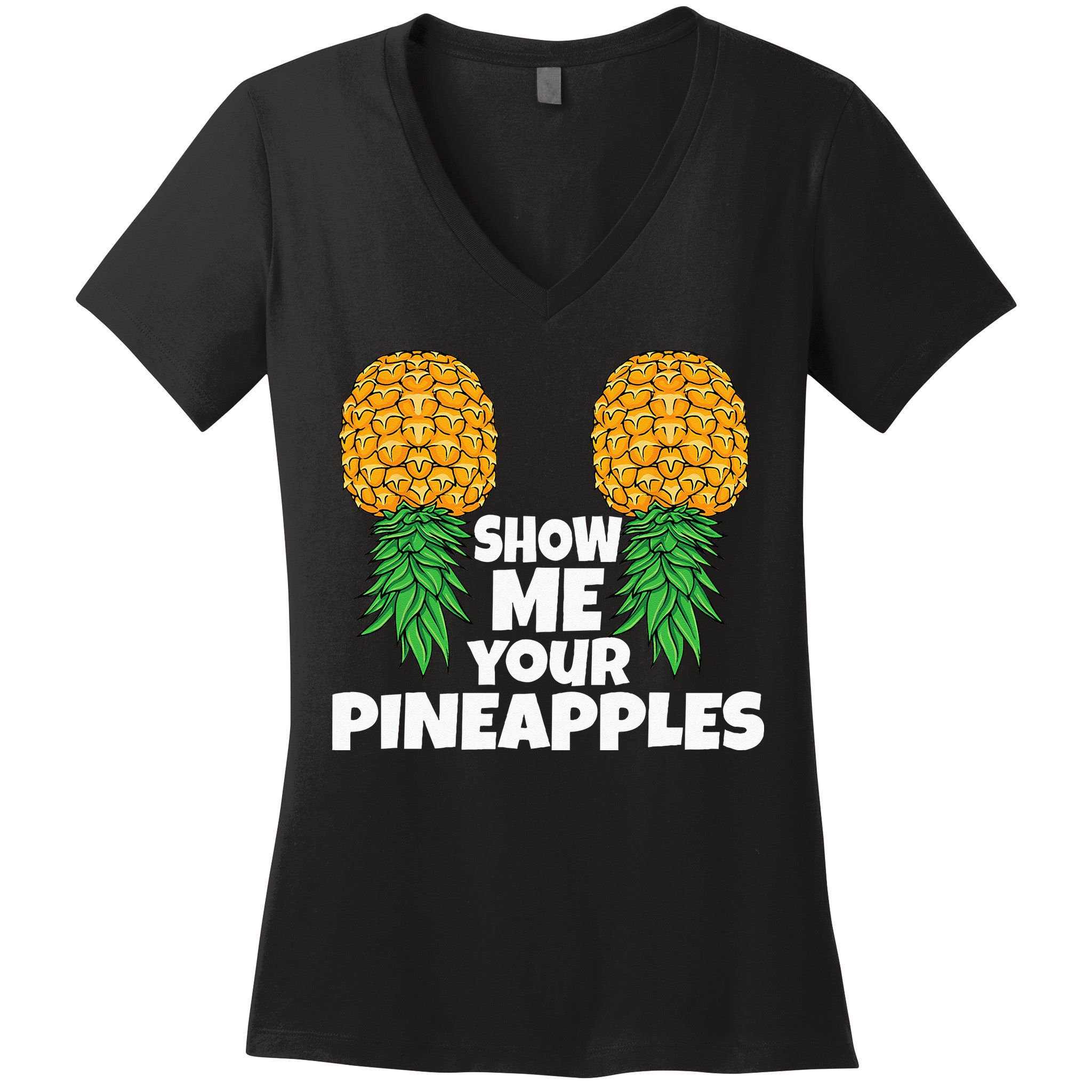Show Me Your Pineapples Swinger Upside Down Pineapple Men Women's V-Neck T-Shirt
