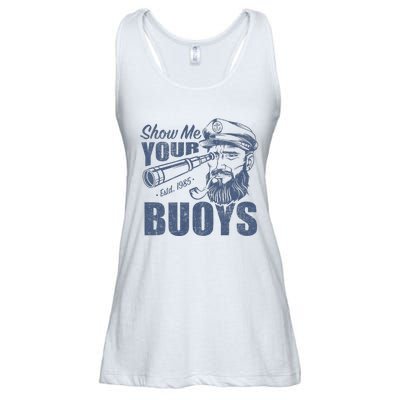 Show Me Your Buoys Adult Humor Funny Pontoon Boat Captain Ladies Essential Flowy Tank