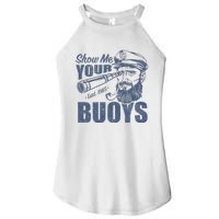 Show Me Your Buoys Adult Humor Funny Pontoon Boat Captain Women's Perfect Tri Rocker Tank