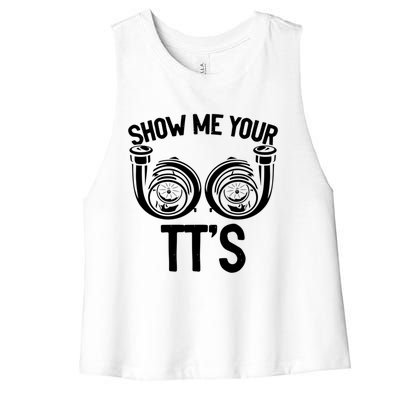 Show Me Your Tt Twin Turbo Racing Gift Women's Racerback Cropped Tank