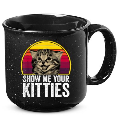 Show Me Your Kitties Cat Lover Retro Vintage Gift 15oz Campfire Ceramic Mug