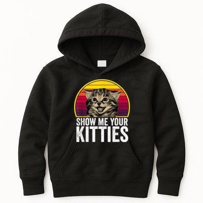 Show Me Your Kitties Cat Lover Retro Vintage Gift Kids Hoodie