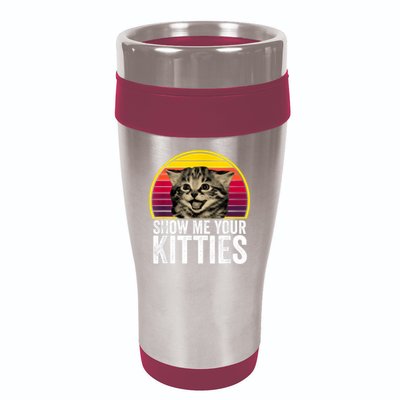 Show Me Your Kitties Cat Lover Retro Vintage Gift 16oz Travel Tumbler