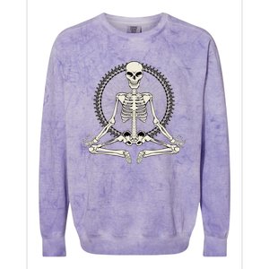 Skeleton Meditating Yoga Namaste 7 Chakras Spooky Halloween Cool Gift Colorblast Crewneck Sweatshirt