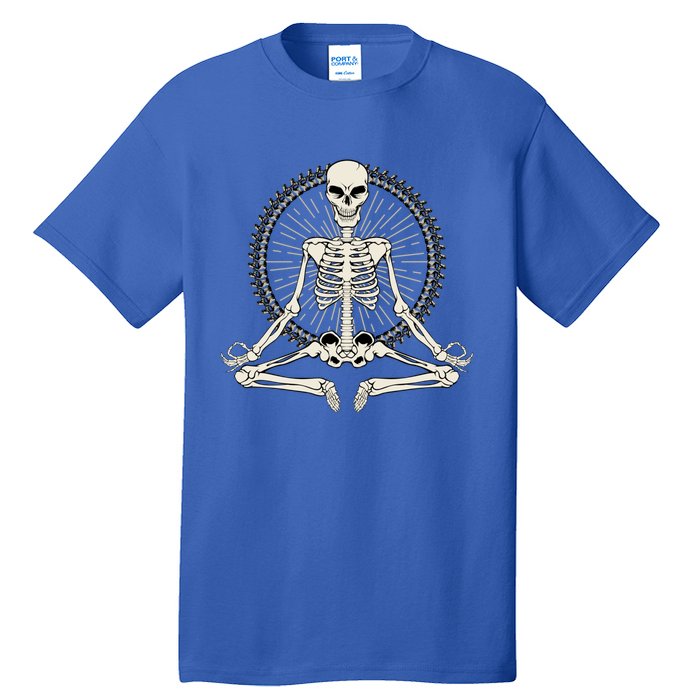 Skeleton Meditating Yoga Namaste 7 Chakras Spooky Halloween Cool Gift Tall T-Shirt