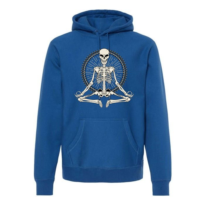 Skeleton Meditating Yoga Namaste 7 Chakras Spooky Halloween Cool Gift Premium Hoodie