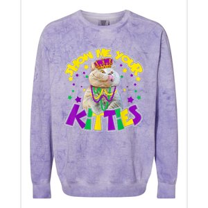 Show Me Your Kitties Mardi Gras Party Cat Colorblast Crewneck Sweatshirt