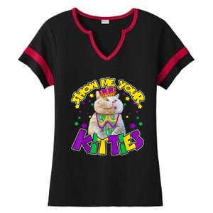 Show Me Your Kitties Mardi Gras Party Cat Ladies Halftime Notch Neck Tee