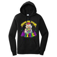 Show Me Your Kitties Mardi Gras Party Cat Women's Pullover Hoodie