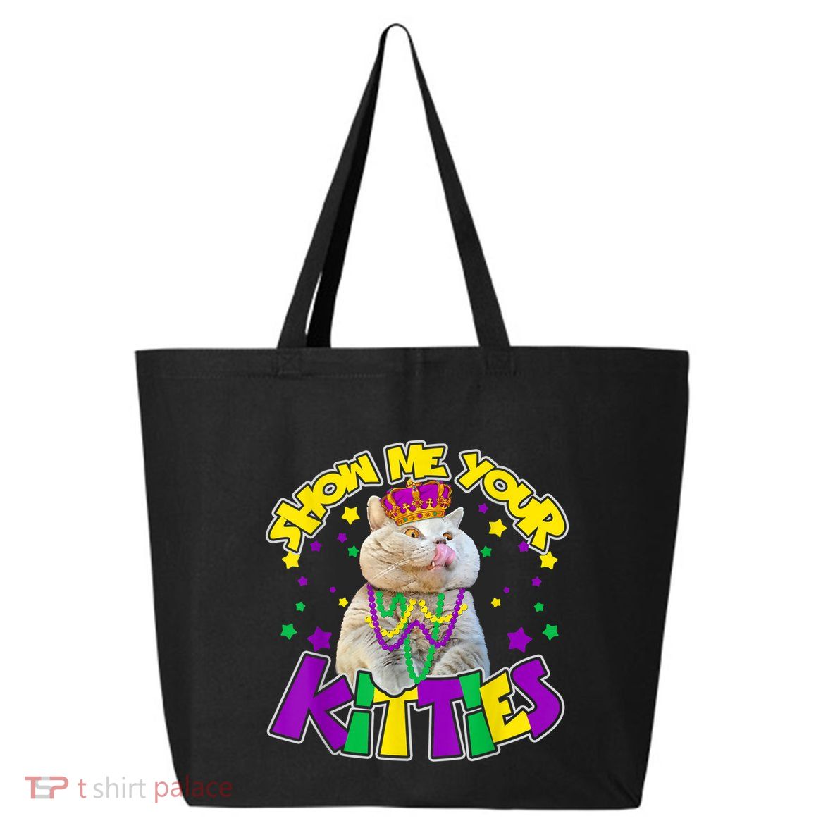 Show Me Your Kitties Mardi Gras Party Cat 25L Jumbo Tote