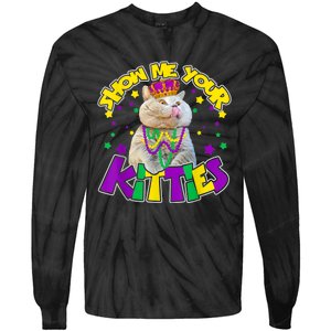 Show Me Your Kitties Mardi Gras Party Cat Tie-Dye Long Sleeve Shirt