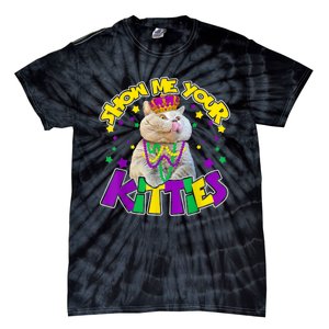 Show Me Your Kitties Mardi Gras Party Cat Tie-Dye T-Shirt