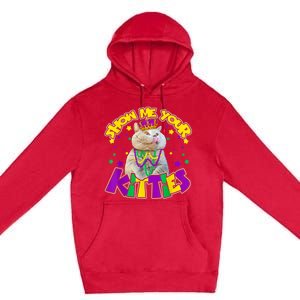 Show Me Your Kitties Mardi Gras Party Cat Premium Pullover Hoodie