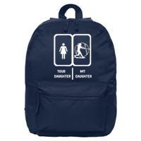 Softball Mom Your Daughter My Daughter Softball Dad 16 in Basic Backpack