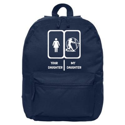 Softball Mom Your Daughter My Daughter Softball Dad 16 in Basic Backpack