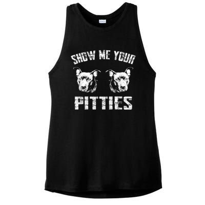 Show Me Your Pitties Pitbul Lovers Dog Adult Humor Ladies PosiCharge Tri-Blend Wicking Tank