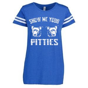 Show Me Your Pitties Pitbul Lovers Dog Adult Humor Enza Ladies Jersey Football T-Shirt