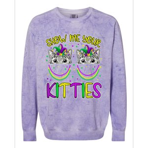 Show Me Your Kitties Cute Cat Masked Mardi Gras Cat Lovers Cute Gift Colorblast Crewneck Sweatshirt