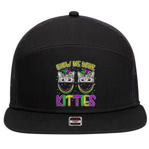 Show Me Your Kitties Cute Cat Masked Mardi Gras Cat Lovers Cute Gift 7 Panel Mesh Trucker Snapback Hat