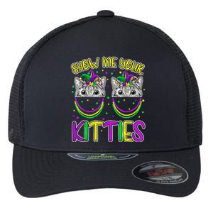 Show Me Your Kitties Cute Cat Masked Mardi Gras Cat Lovers Cute Gift Flexfit Unipanel Trucker Cap