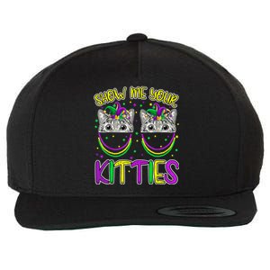 Show Me Your Kitties Cute Cat Masked Mardi Gras Cat Lovers Cute Gift Wool Snapback Cap