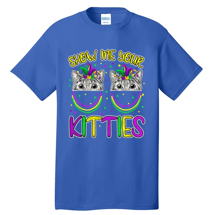 Show Me Your Kitties Cute Cat Masked Mardi Gras Cat Lovers Cute Gift Tall T-Shirt