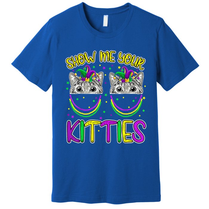 Show Me Your Kitties Cute Cat Masked Mardi Gras Cat Lovers Cute Gift Premium T-Shirt