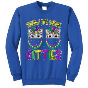 Show Me Your Kitties Cute Cat Masked Mardi Gras Cat Lovers Cute Gift Tall Sweatshirt