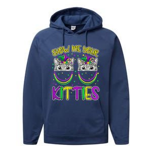 Show Me Your Kitties Cute Cat Masked Mardi Gras Cat Lovers Cute Gift Performance Fleece Hoodie