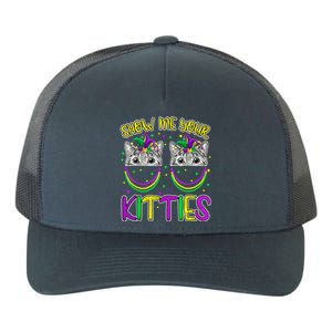 Show Me Your Kitties Cute Cat Masked Mardi Gras Cat Lovers Cute Gift Yupoong Adult 5-Panel Trucker Hat