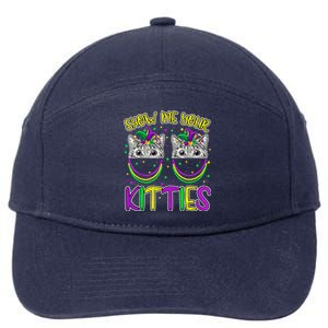 Show Me Your Kitties Cute Cat Masked Mardi Gras Cat Lovers Cute Gift 7-Panel Snapback Hat