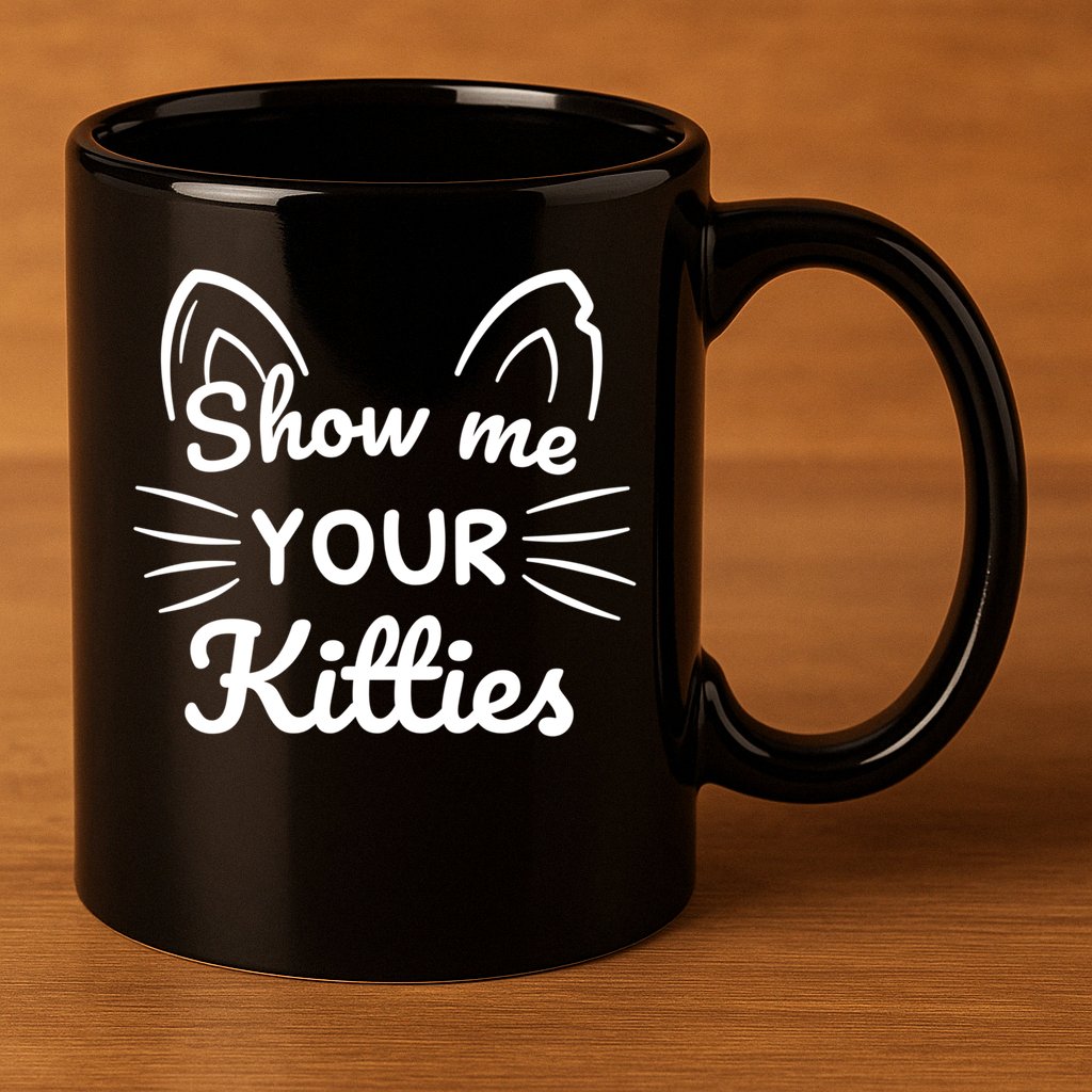 Show Me Your Kitties Dirty Cat Pun Gift 11oz C Handle Ceramic Mug