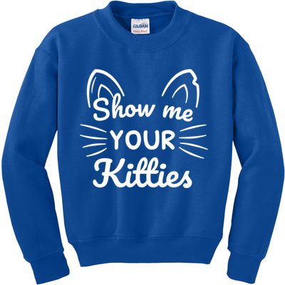 Show Me Your Kitties Dirty Cat Pun Gift Kids Sweatshirt