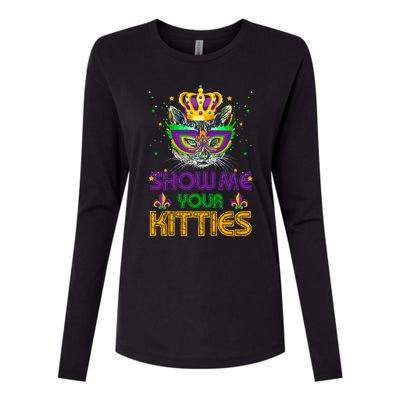 Show Me Your Kitties Mardi Gras Cool Gift Naughty Mardi Gras Cool Gift Womens Cotton Relaxed Long Sleeve T-Shirt