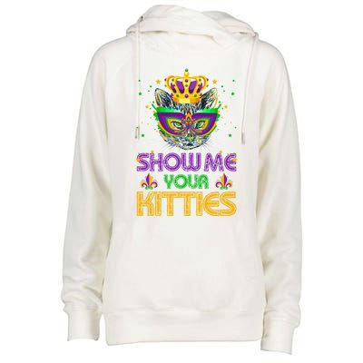 Show Me Your Kitties Mardi Gras Cool Gift Naughty Mardi Gras Cool Gift Womens Funnel Neck Pullover Hood