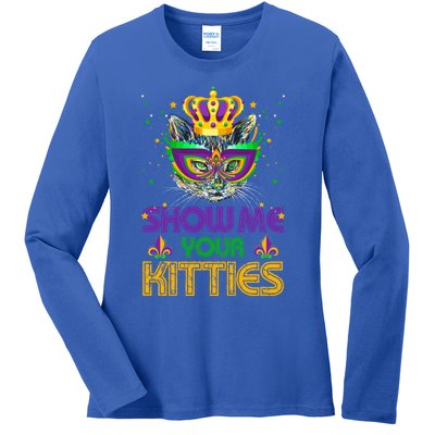 Show Me Your Kitties Mardi Gras Cool Gift Naughty Mardi Gras Cool Gift Ladies Long Sleeve Shirt