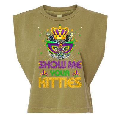 Show Me Your Kitties Mardi Gras Cool Gift Naughty Mardi Gras Cool Gift Garment-Dyed Women's Muscle Tee