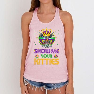 Show Me Your Kitties Mardi Gras Cool Gift Naughty Mardi Gras Cool Gift Women's Knotted Racerback Tank