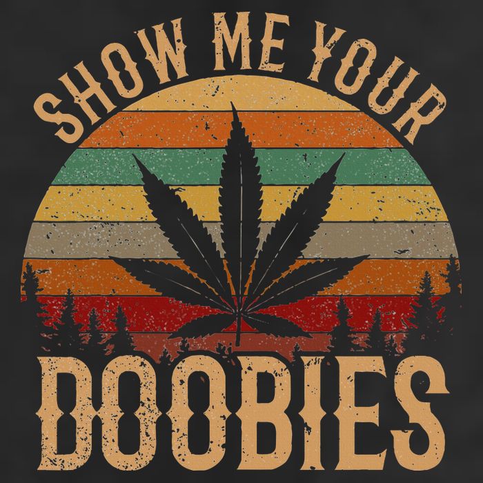 Show Me Your Doobies Weed Cannabis Marijuana 420 Stoner 7 Panel Mesh Trucker Snapback Hat