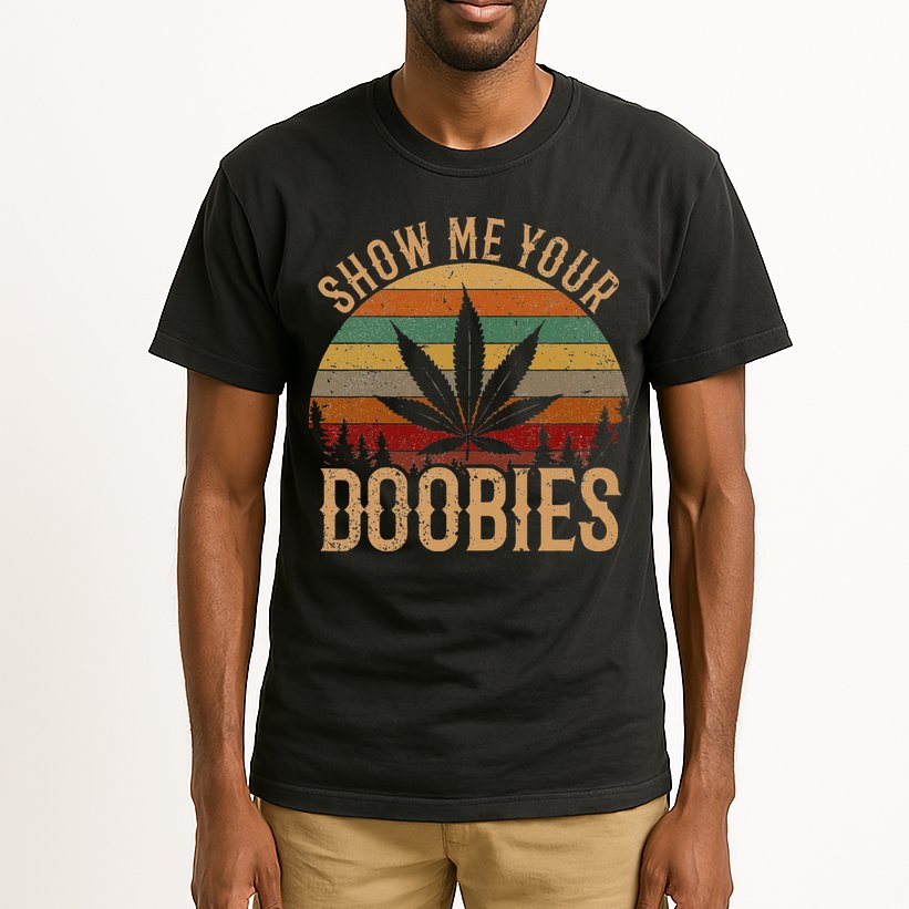 Show Me Your Doobies Weed Cannabis Marijuana 420 Stoner Tall T-Shirt